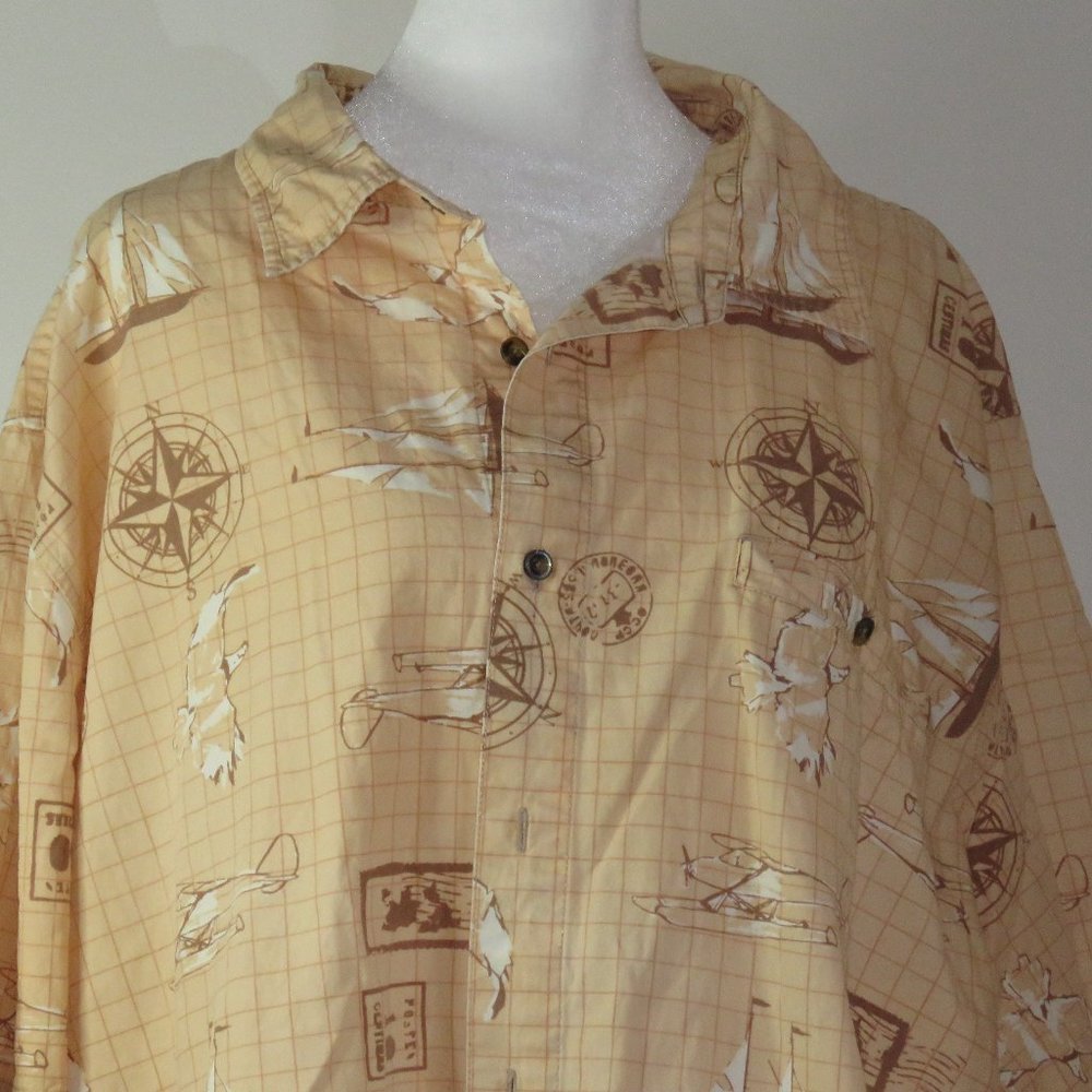 Scandia Woods Men's Nautical Button-Down Short-Sleeve Shirt Size 2XL (C390)